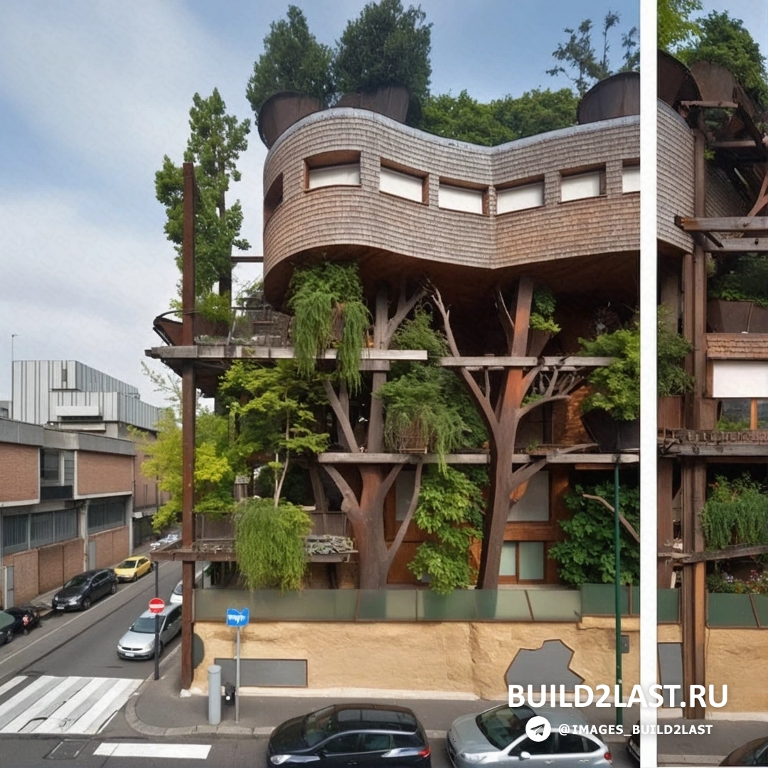 Коричневый кирпичный фасад дома Urban Tree House в Турине, Италия.